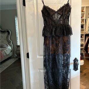V. Chapman Black Lace Chemise with Sheer Elegance